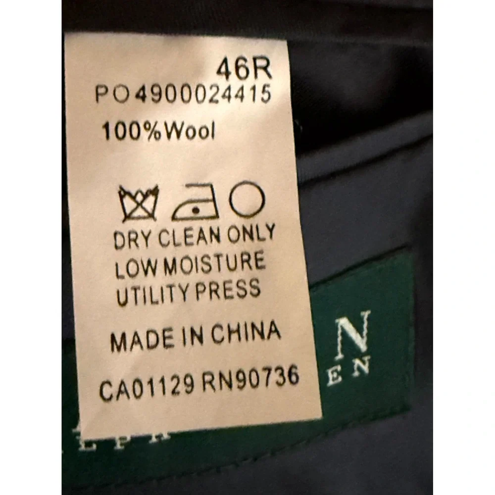 Lauren Ralph Lauren Jacket Men 46R Black Wool Striped Utility Press Low Moisture